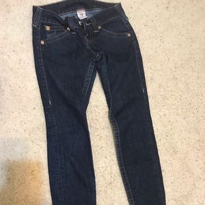True religion dark wash skinny jeans. Size 28.